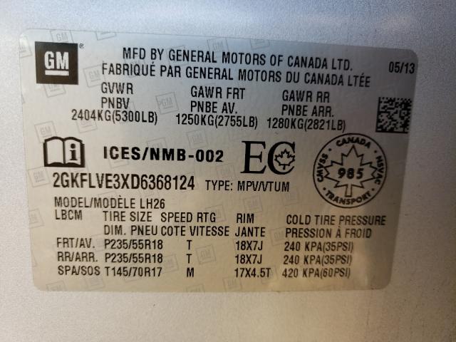 2013 GMC TERRAIN SL 2GKFLVE3XD6368124