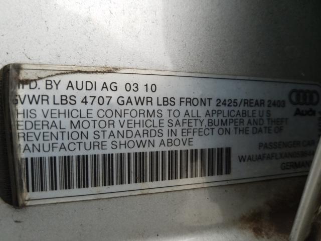 2010 AUDI A4 PREMIUM WAUAFAFLXAN059844