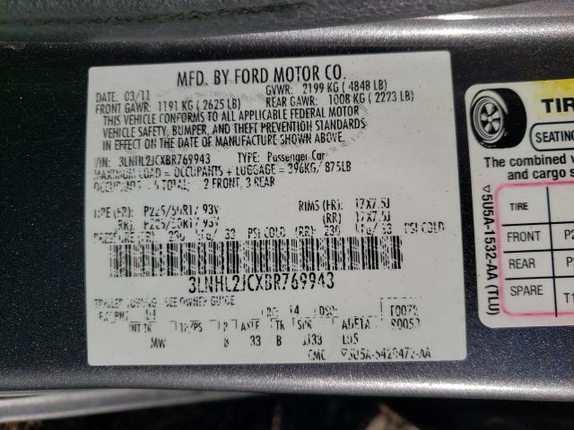 2011 LINCOLN MKZ 3LNHL2JCXBR769943
