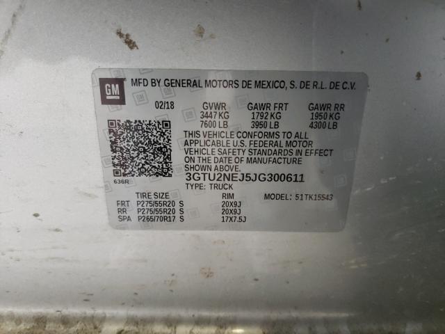 2018 GMC SIERRA K15 3GTU2NEJ5JG300611