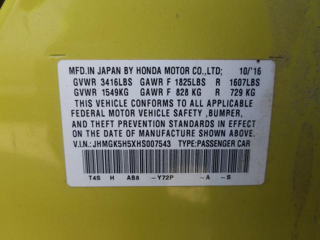 2017 HONDA FIT LX JHMGK5H5XHS007543