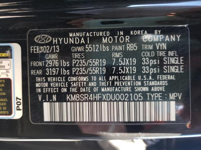 2013 HYUNDAI SANTA FE L KM8SR4HFXDU002105