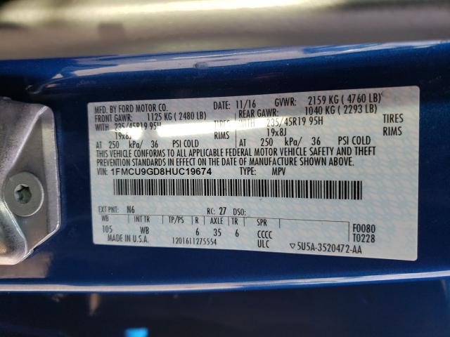 2017 FORD ESCAPE 1FMCU9GD8HUC19674