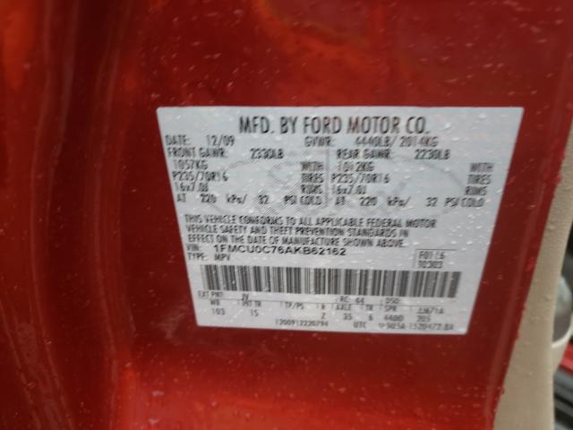 2010 FORD ESCAPE 1FMCU0C76AKB62162
