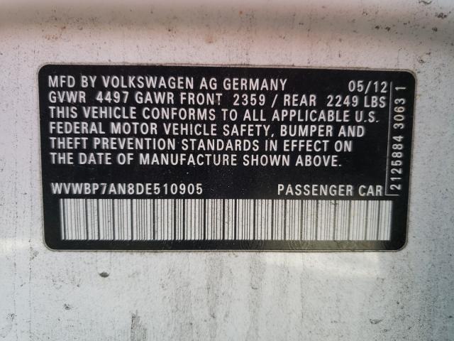 2013 VOLKSWAGEN CC SPORT WVWBP7AN8DE510905