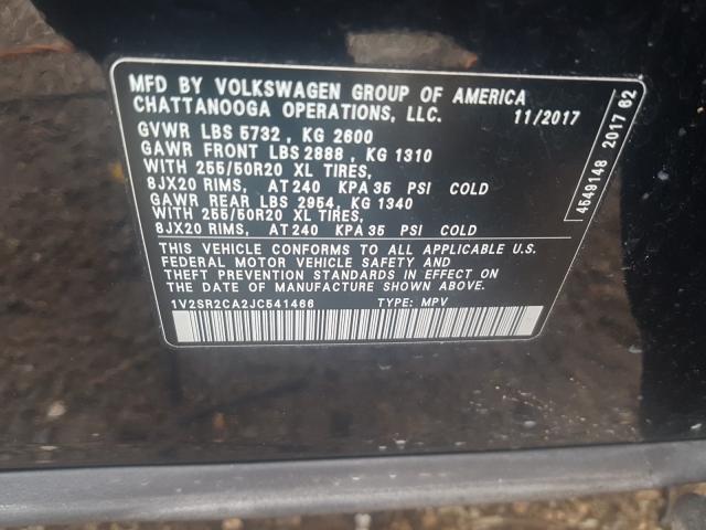 2018 VOLKSWAGEN ATLAS SEL 1V2SR2CA2JC541466