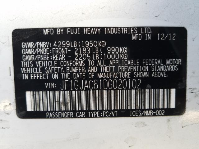 2013 SUBARU IMPREZA PR JF1GJAC61DG020102
