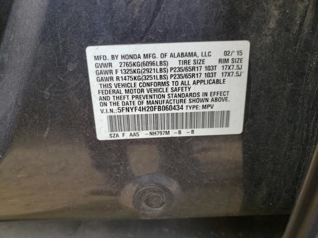 2015 HONDA PILOT LX 5FNYF4H20FB060434