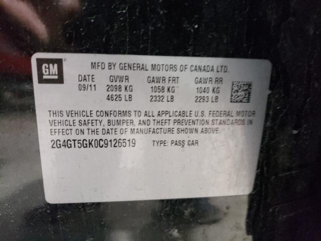 2012 BUICK REGAL PREM 2G4GT5GK0C9126519