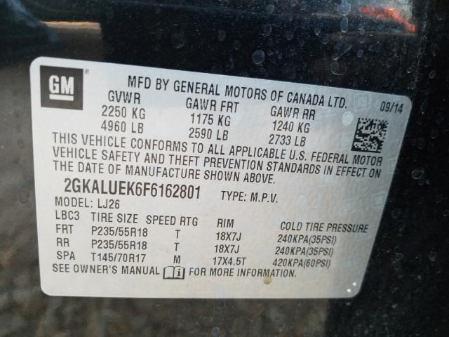 2015 GMC TERRAIN DE 2GKALUEK6F6162801