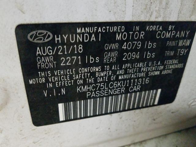 2019 HYUNDAI IONIQ SEL KMHC75LC6KU111316