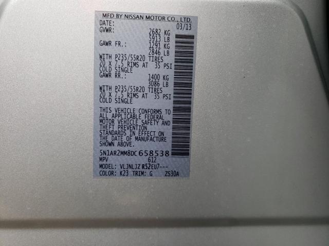 2013 NISSAN PATHFINDER 5N1AR2MM8DC658538