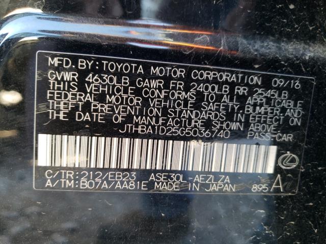 2016 LEXUS IS 200T JTHBA1D25G5036740