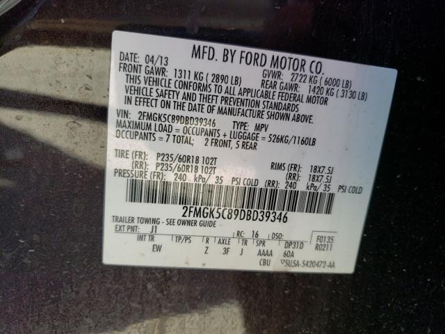 2013 FORD FLEX SEL 2FMGK5C89DBD39346