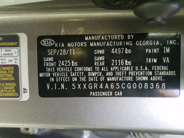 2012 KIA OPTIMA SX 5XXGR4A65CG008368