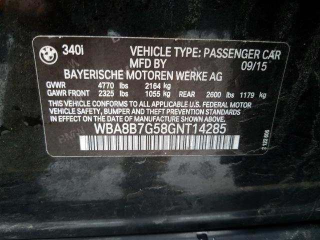 2016 BMW 340 XI WBA8B7G58GNT14285