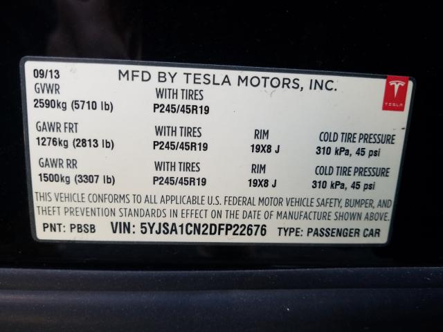 2013 TESLA MODEL S 5YJSA1CN2DFP22676
