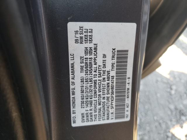 2017 HONDA RIDGELINE 5FPYK3F56HB014748