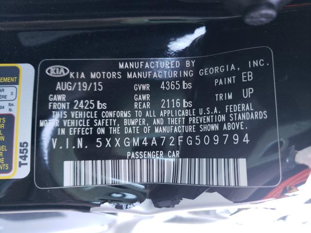 2015 KIA OPTIMA 5XXGM4A72FG509794