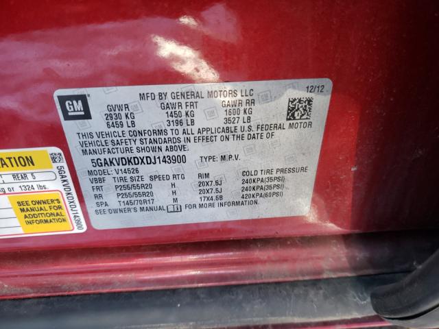 2013 BUICK ENCLAVE 5GAKVDKDXDJ143900
