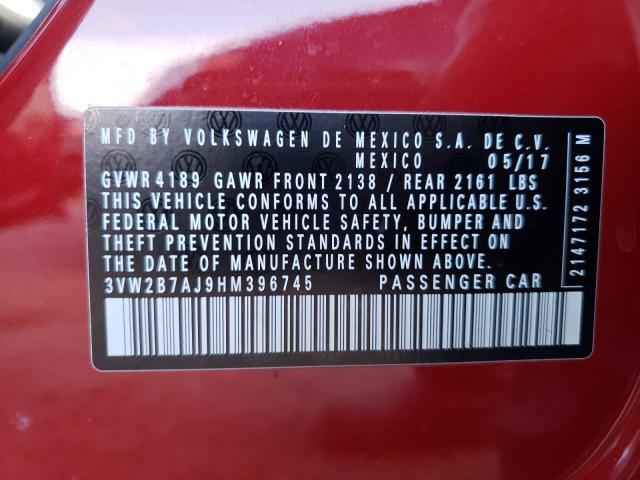 2017 VOLKSWAGEN JETTA S 3VW2B7AJ9HM396745