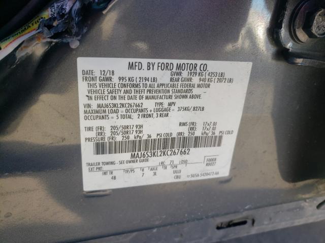 2019 FORD ECOSPORT T MAJ6S3KL2KC267662