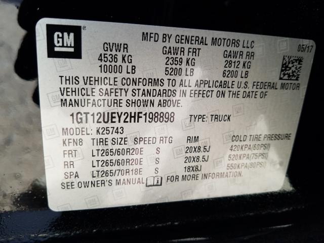 2017 GMC SIERRA 1GT12UEY2HF198898