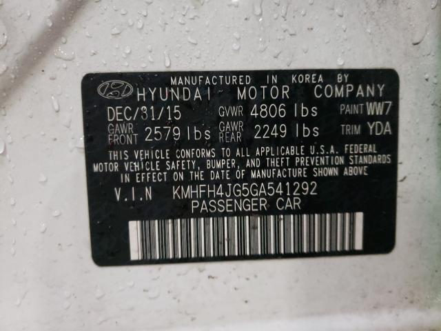 2016 HYUNDAI AZERA LIMI KMHFH4JG5GA541292