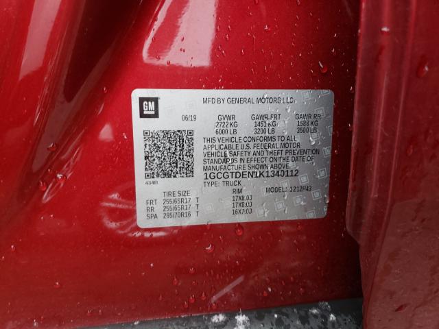 2019 CHEVROLET COLORADO Z 1GCGTDEN1K1340112