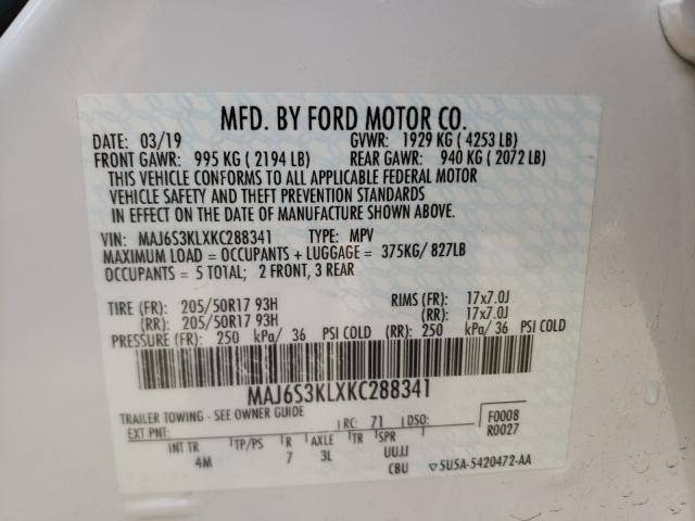 2019 FORD ECOSPORT T MAJ6S3KLXKC288341