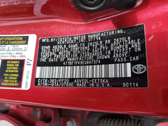 2014 TOYOTA CAMRY 4T1BF1FK9EU847374