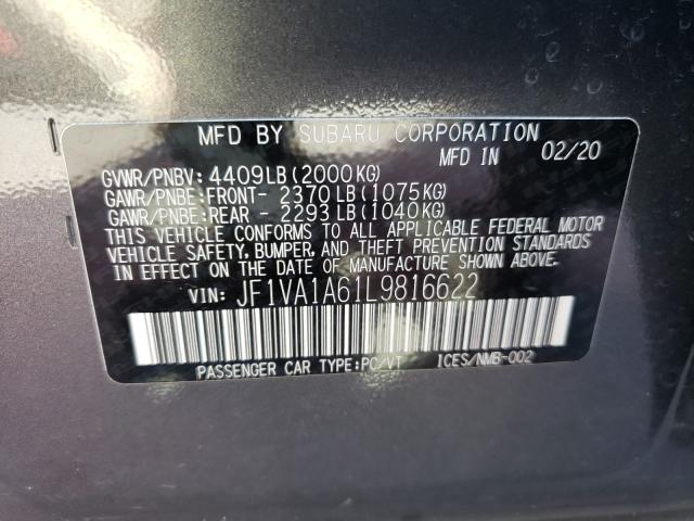2020 SUBARU WRX JF1VA1A61L9816622