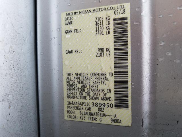 2018 NISSAN MAXIMA 3.5 1N4AA6AP1JC389950