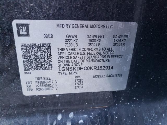 2019 CHEVROLET TAHOE POLI 1GNSKDEC0KR152914