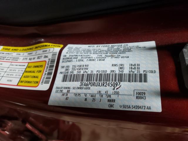 2018 FORD FUSION TIT 3FA6P0RUXJR245097