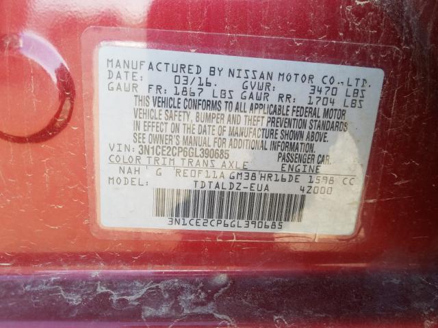 2016 NISSAN VERSA NOTE 3N1CE2CP6GL390685