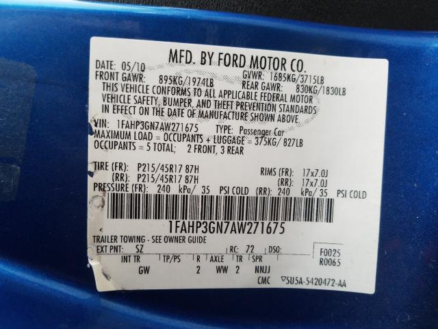 2010 FORD FOCUS SES 1FAHP3GN7AW271675