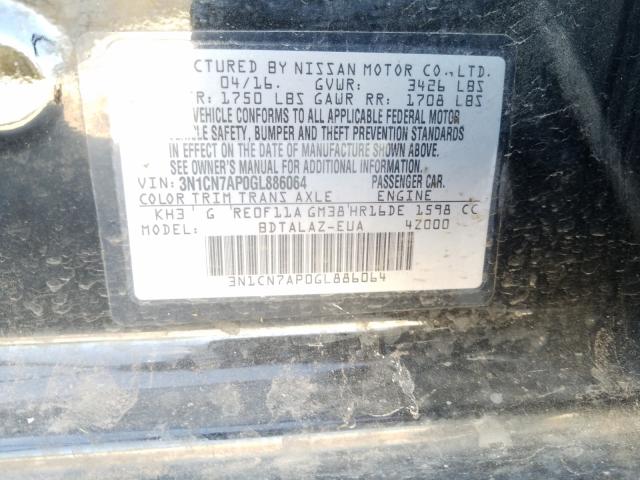 2016 NISSAN VERSA S 3N1CN7AP0GL886064