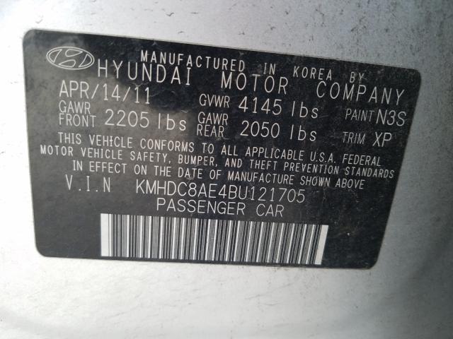 2011 HYUNDAI ELANTRA TO KMHDC8AE4BU121705