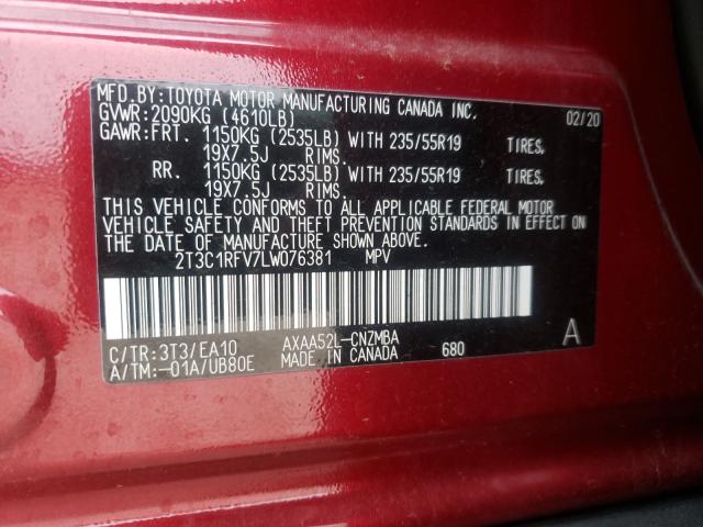 2020 TOYOTA RAV4 XLE P 2T3C1RFV7LW076381