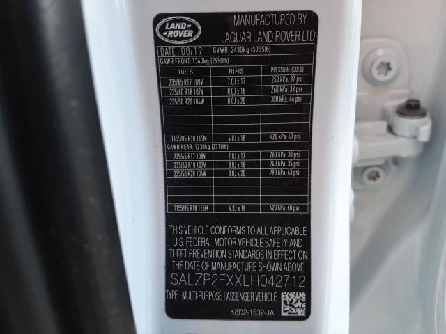 2020 LAND ROVER RANGE ROVE SALZP2FXXLH042712