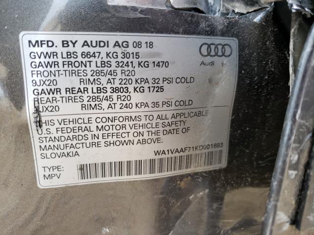 VIN WA1VAAF71KD001693 2019 Audi Q7, Prestige no.10