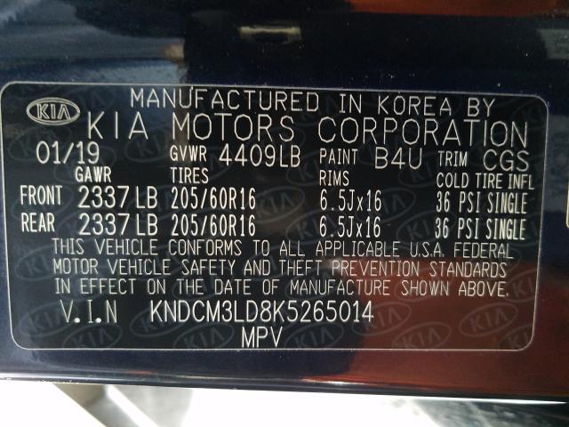 2019 KIA NIRO LX KNDCM3LD8K5265014