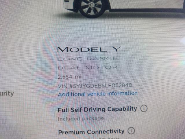 2020 TESLA MODEL Y 5YJYGDEE5LF052840