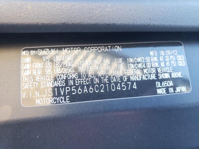 2012 SUZUKI DL650 A JS1VP56A6C2104574