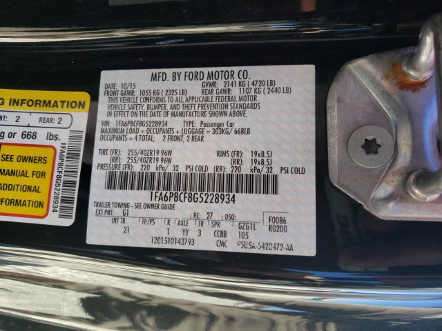 2016 FORD MUSTANG GT 1FA6P8CF8G5228934