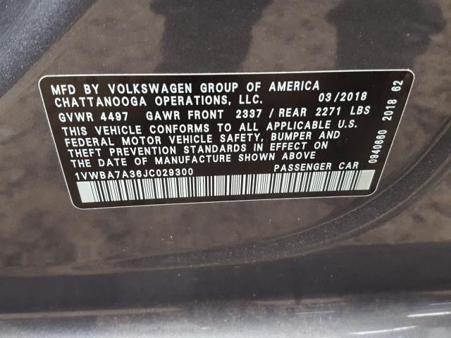 2018 VOLKSWAGEN PASSAT SE 1VWBA7A36JC029300