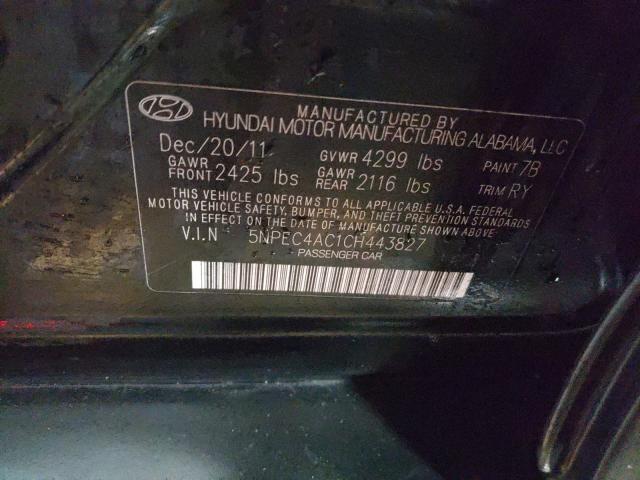 2012 HYUNDAI SONATA SE 5NPEC4AC1CH443827