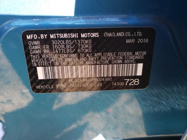 2017 MITSUBISHI MIRAGE ES ML32A3HJ2HH004992