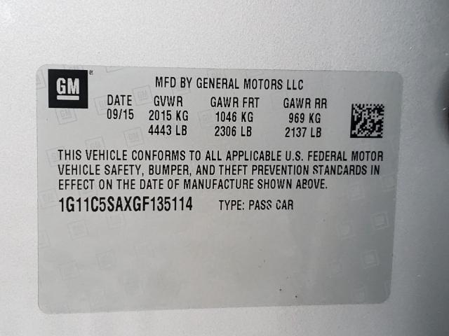 2016 CHEVROLET MALIBU LIM 1G11C5SAXGF135114